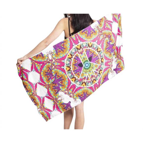 NEW JUDSON & CO. tribal print towel handbag in pink/purple - Picture 4 of 4